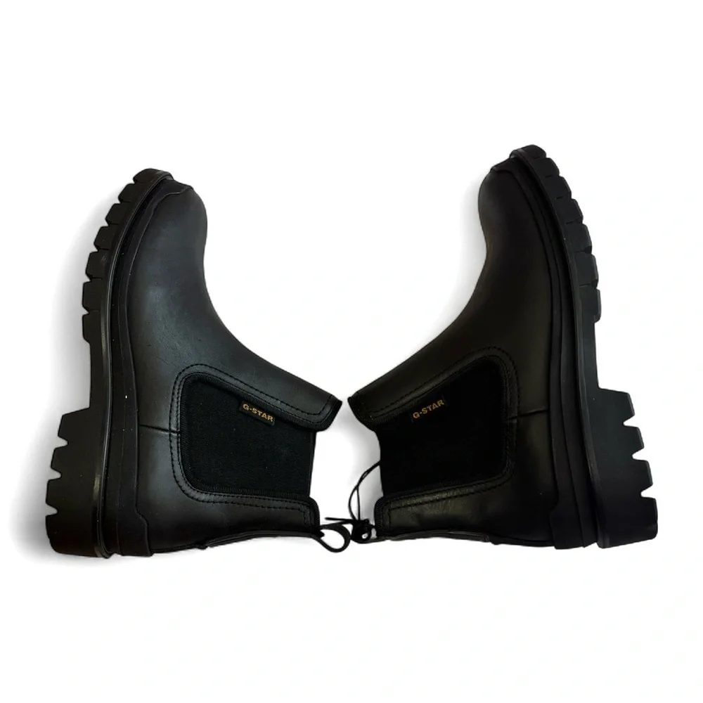G-Star Raw Women’s Leather Chelsea Boots Size 7 Chunky Lug Sole Grunge Punk Goth